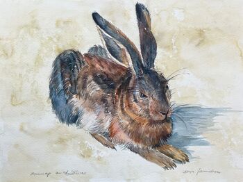 hase sitzend aquarell malerei süss