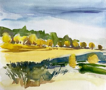 Kornfelder an der ostküste Aquarell