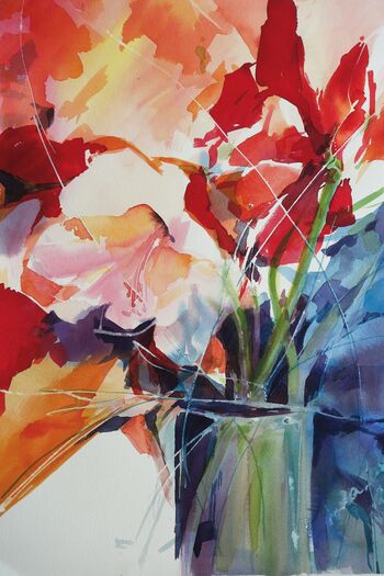 Amaryllis rot Blume abstrakt Aquarell