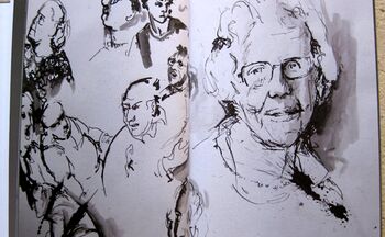 personen gezeichnet mit tinte
