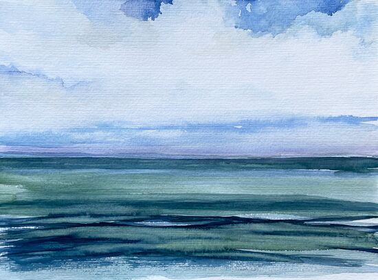 meer stille aquarell malerei wasser