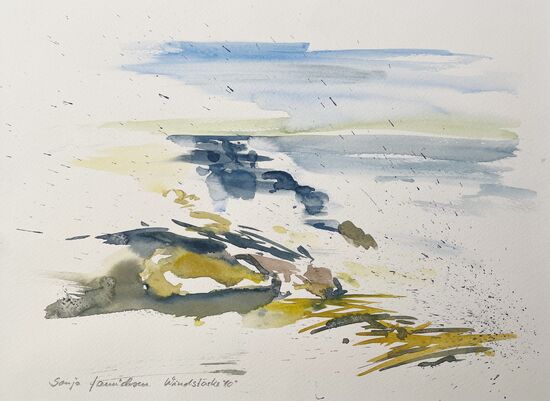 Windstärke 10 Brandung Meer Aquarell