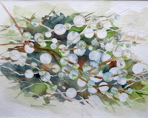 malen am meer tropfen tropfen kugeln im Aquarell
