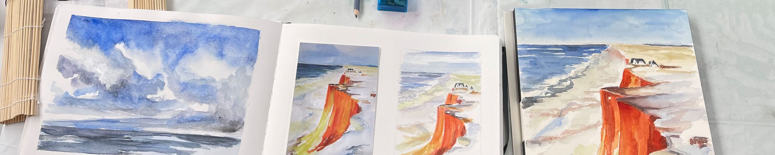 abbruchkante sylter kliff im aquarell