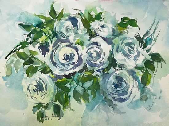 malerei aquarell rosen weiß gemälde serie