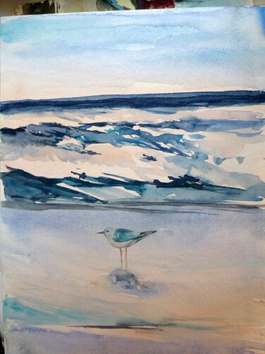 Sylt Wellen Aquarell malen Meer