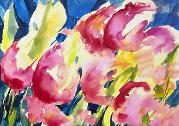 tulpen aquarell malerei gemälde abstrakt