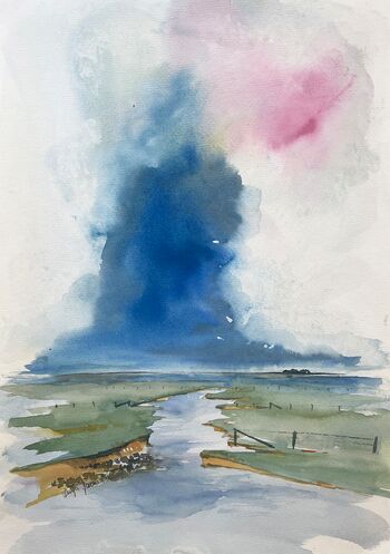 mole himmel wasser malerei aquarell farbspiel priel