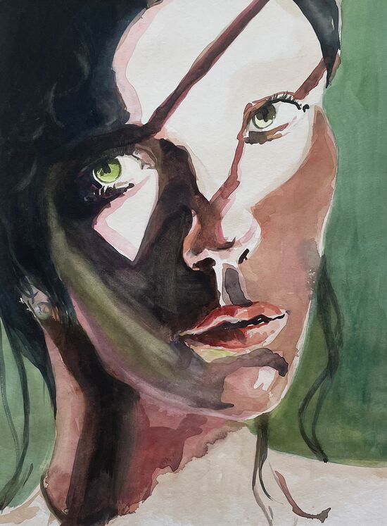 malerie frau portrait gemälde aquarell