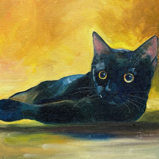 katze tiere familie malerei öl portrait