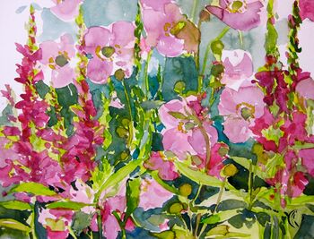 japanische annemone pink Blume im Aquarell