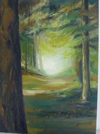 Licht im Wald Ölbild