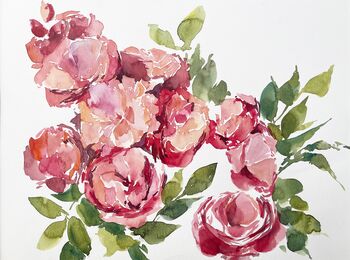 rote Rosen Blumen im Aquarell