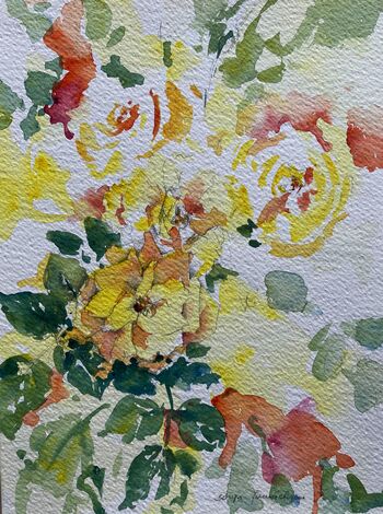 Rosen gelb Blumen Aquarell malen Zeichnung