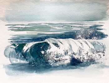 welle brechend brandung meer aquarell malerei