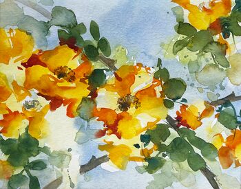 blumen orange aquarell malerei