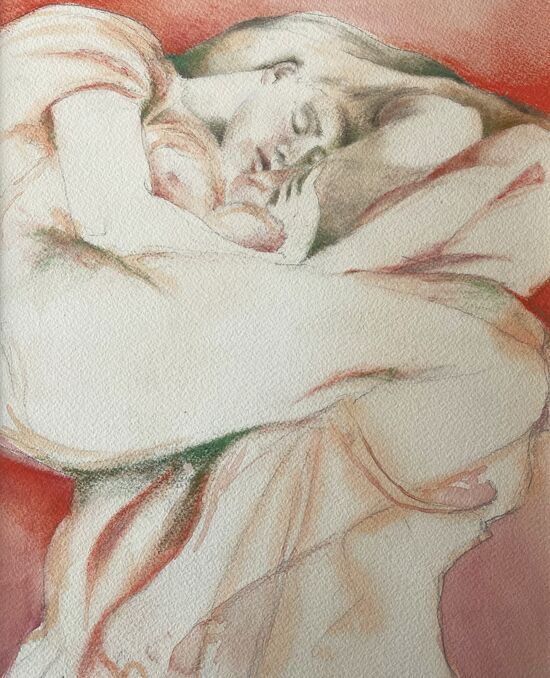 malen am meer akt in pastell akt schlafende Frau in pastell