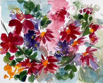 rote Mageriten Blume malen Aquarell
