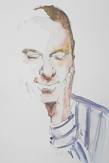 mann überlegen aquarell portrait malerei