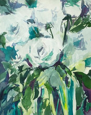 weiße rosen malerei aquarell serie