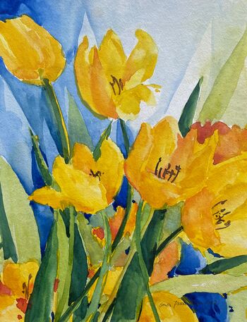 gelbe Tulpen Blumen Aquarell malen