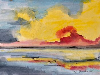 gelbe Wolken Himmel Aquarell malen
