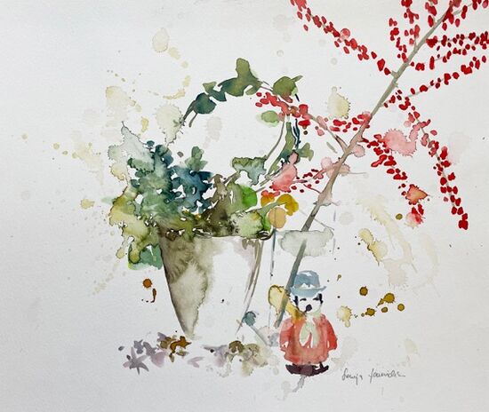 malen am meer weihnachtsbild weihnachtsbild räuchermännchen efeu blume malen aquarell