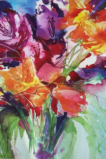 bunter Blumenstrauß abstrakt Aquarell