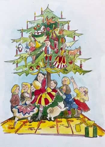 tannenbaum weihnachten aquarell malerei illustration