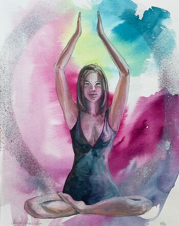 yoga frau aquarell malerei