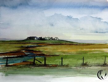 hallig langeness ketelswarft im Aquarll