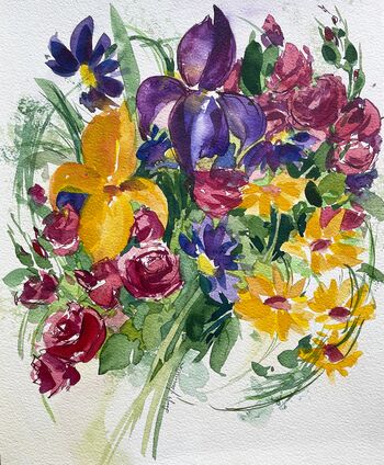 Blumenstrauß mit Lilien Aquarell malen
