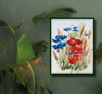 Kornblumen mit Mohn im Kornfeld