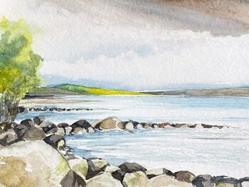 Norwegen im Aquarell Rauland mit Steinen