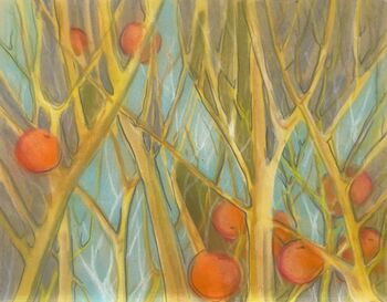 Pastell Äste abstrakt Beeren Winter