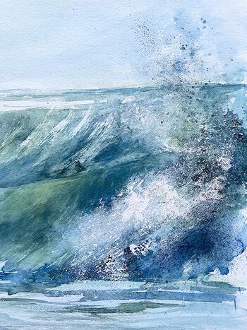 Brandung Gischt Meer Sturm wütendes Wasser Aquarell malen