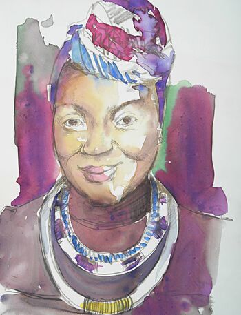 Frau turban aquarell malerei lachen