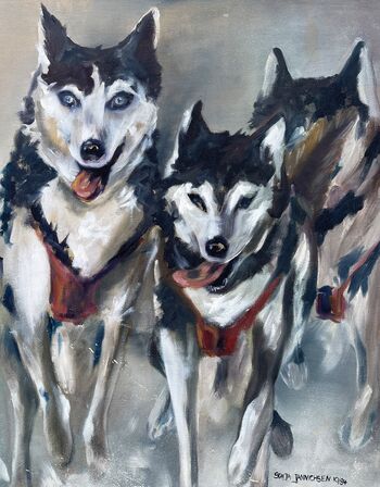 Husky Hund Tier malen Ölmalerei