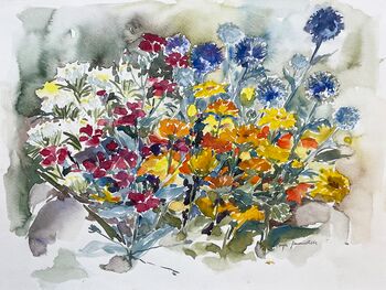 blumenmeer aquarell malerei bunt