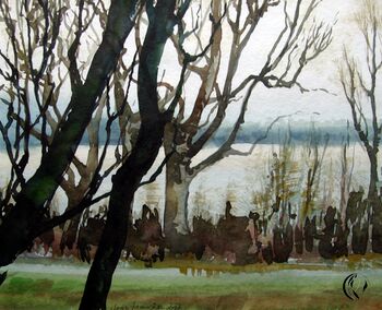 baum grün wald im Aquarell