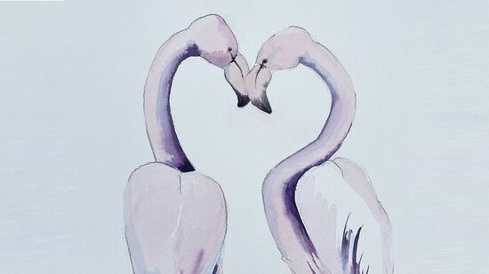 Flamingos malen rosa Aquarell