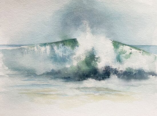 brechende welle gischt meer malen aquarell