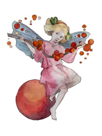 jupiter planet fee elfe weltraum astrologie aquarell malerei illustration