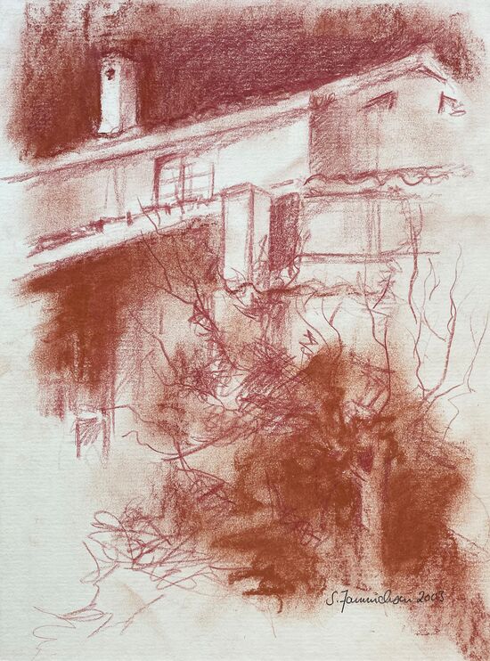 haus zeichnung malerei kunst bäume