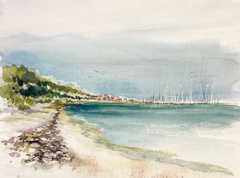 Hafen Kühlungsborn Strand Meer Aquarell