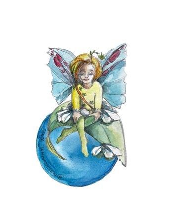 pluto fee elfe illustration aquarell astrologie weltraum planet