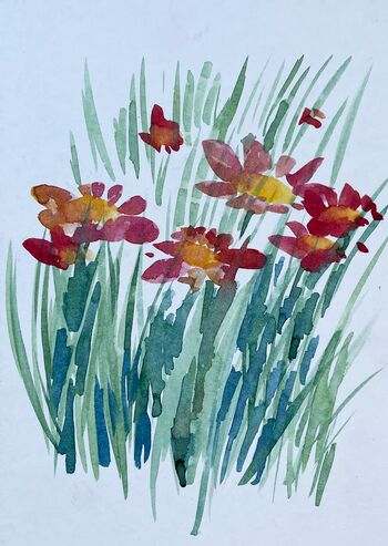 blumenstrauß malerei blumen aquarell pappe kunst
