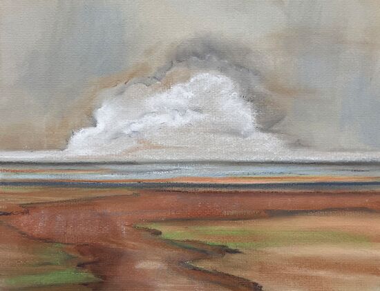 wolke meer küste pastelle malerei