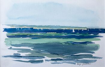 Segelboote ruhiges Wasser Aquarell malen