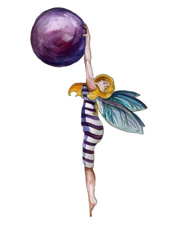 lilith fee elfe weltraum astrologie planeten aquarell illustration
